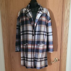 Sakura Multicolor Plaid Trench Coat